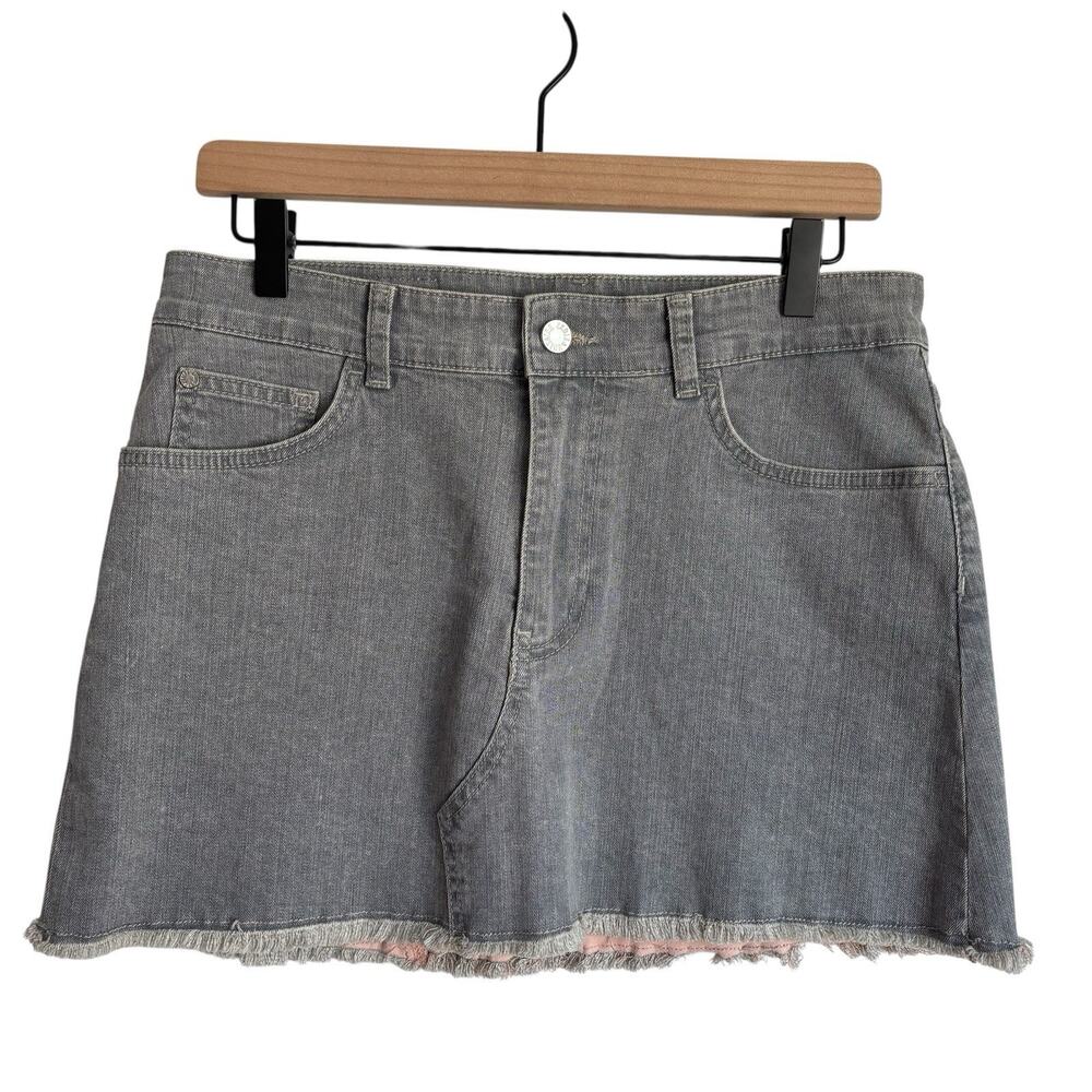 Zadig Voltaire Womens Denim Skirt Medium 38 Gray Raw Hem Mini‎ Boho Festival